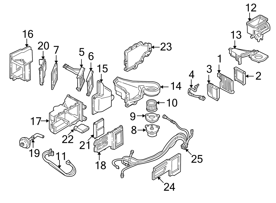 Diagram AIR CONDITIONER & HEATER. EVAPORATOR & HEATER COMPONENTS. for your 2005 Chevrolet Express 1500   