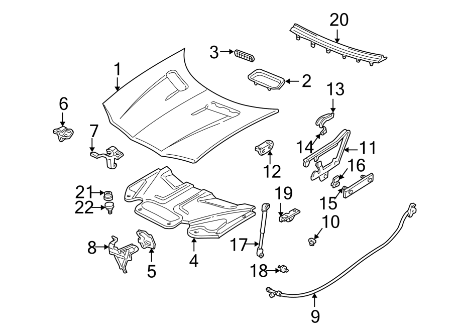 Diagram Hood & components. for your 2007 GMC Sierra 1500 Classic SL Standard Cab Pickup 5.3L Vortec V8 FLEX M/T 4WD 