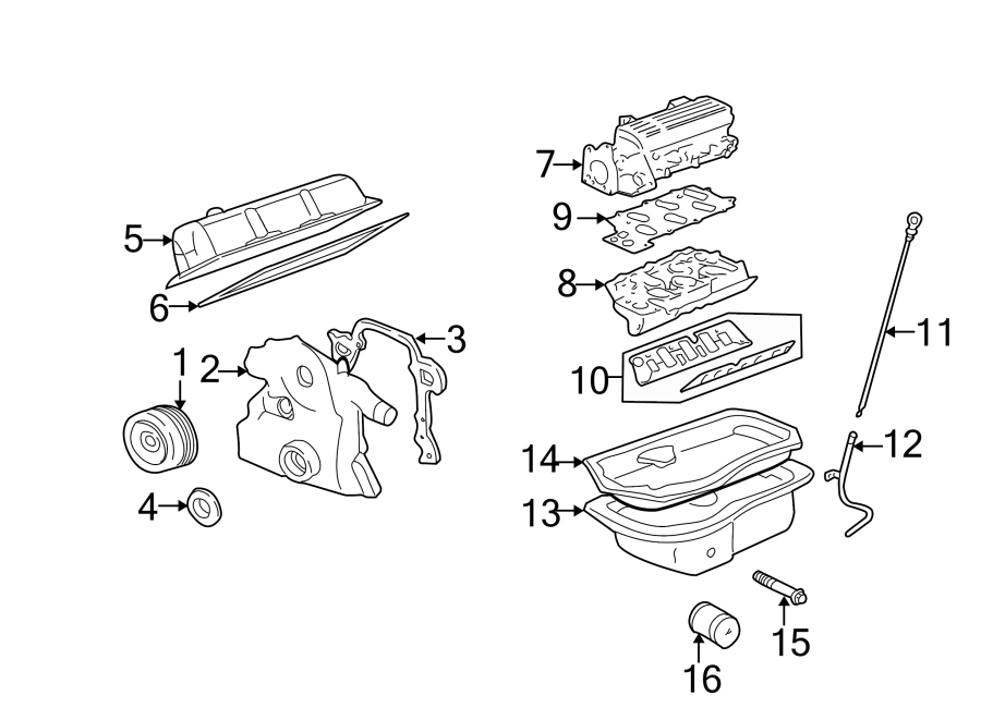 Diagram ENGINE PARTS. for your 2005 Chevrolet Uplander    