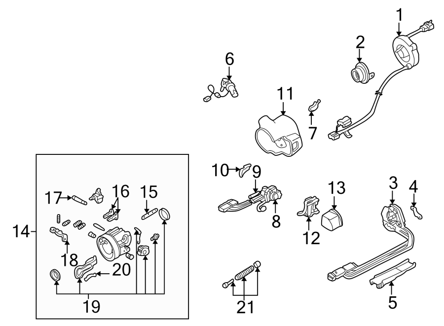 Diagram Steering column housing. for your 2005 Chevrolet Venture    