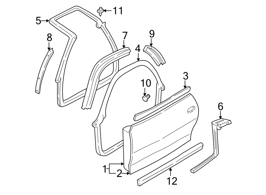 Diagram Door & components. Exterior trim. for your 2009 Chevrolet Suburban 1500   