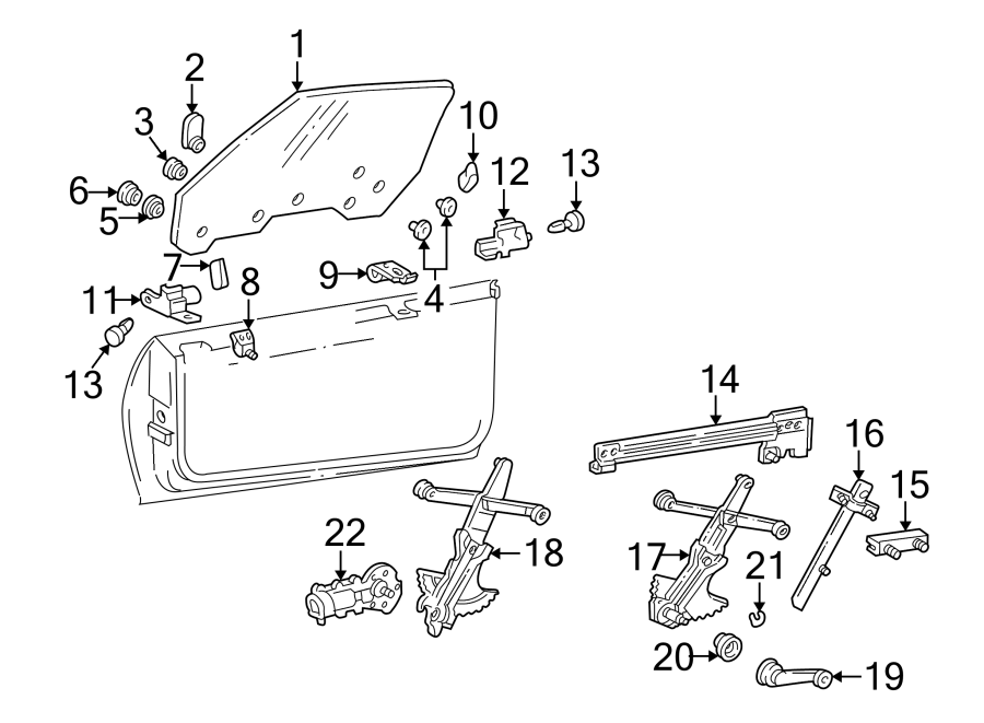 Diagram Door. Glass & hardware. for your 2007 Chevrolet Suburban 1500   