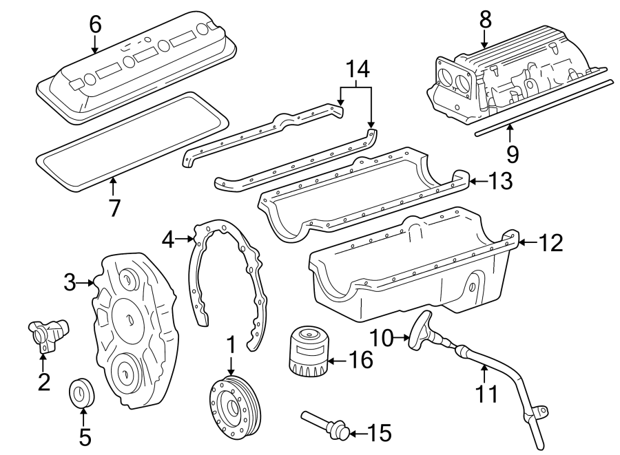 Diagram ENGINE PARTS. for your 2005 Chevrolet Silverado 1500 Base Extended Cab Pickup Stepside 5.3L Vortec V8 FLEX M/T 4WD 