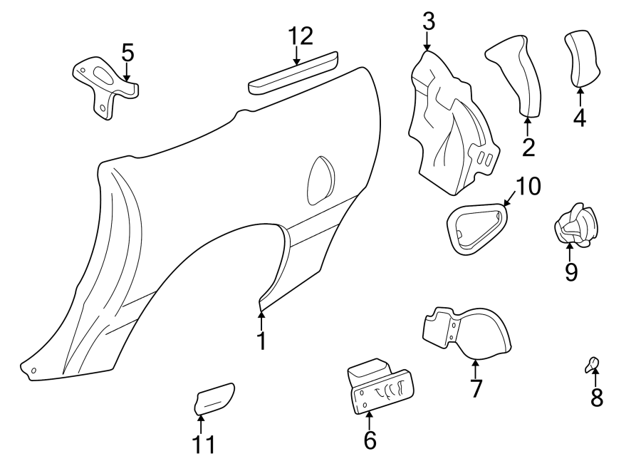 Diagram EXTERIOR TRIM. QUARTER PANEL & COMPONENTS. for your 2005 Chevrolet Trailblazer EXT   