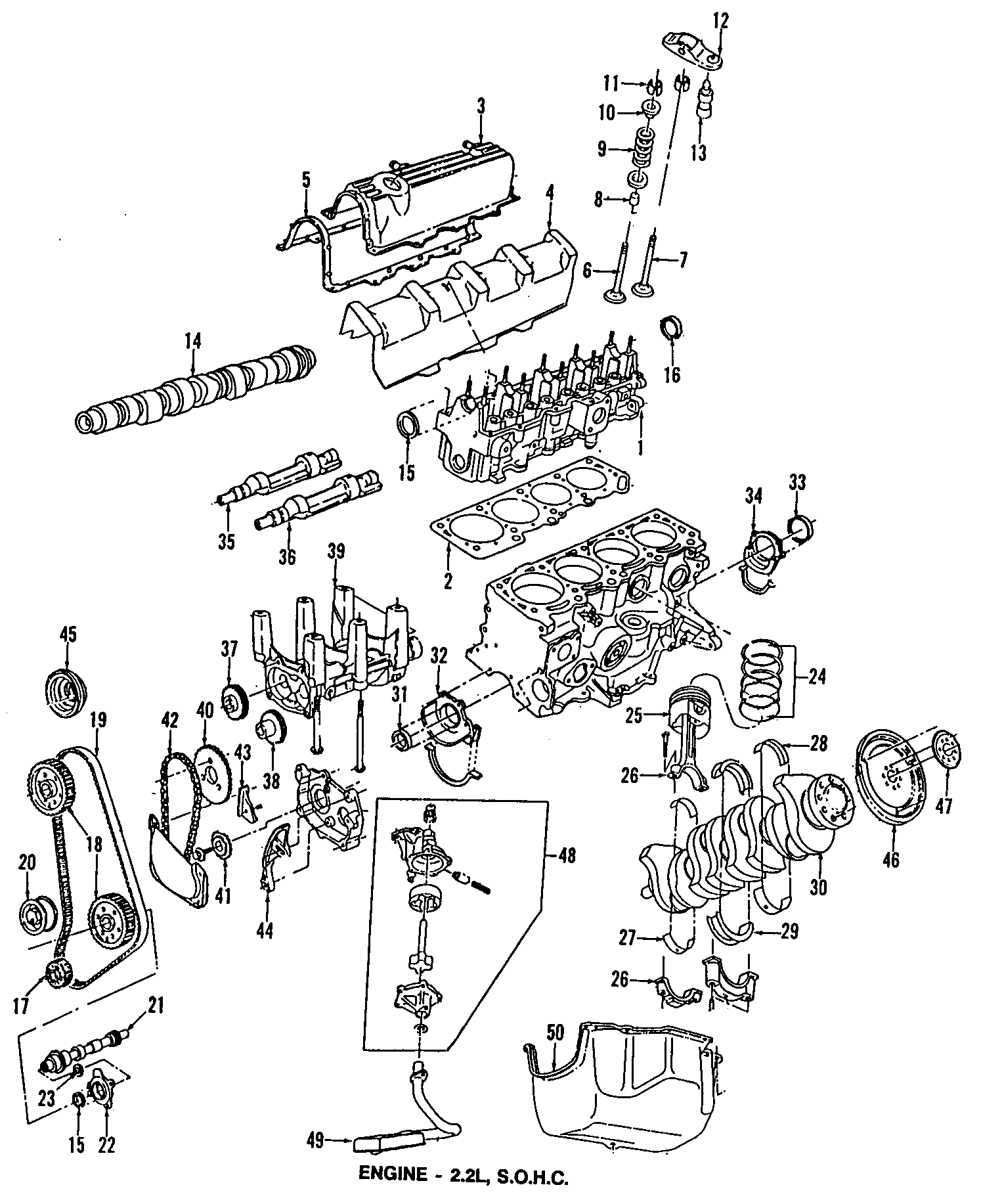 Diagram CAMSHAFT & TIMING. CRANKSHAFT & BEARINGS. CYLINDER HEAD & VALVES. LUBRICATION. MOUNTS. PISTONS. RINGS & BEARINGS. for your 1984 Dodge Mini Ram   