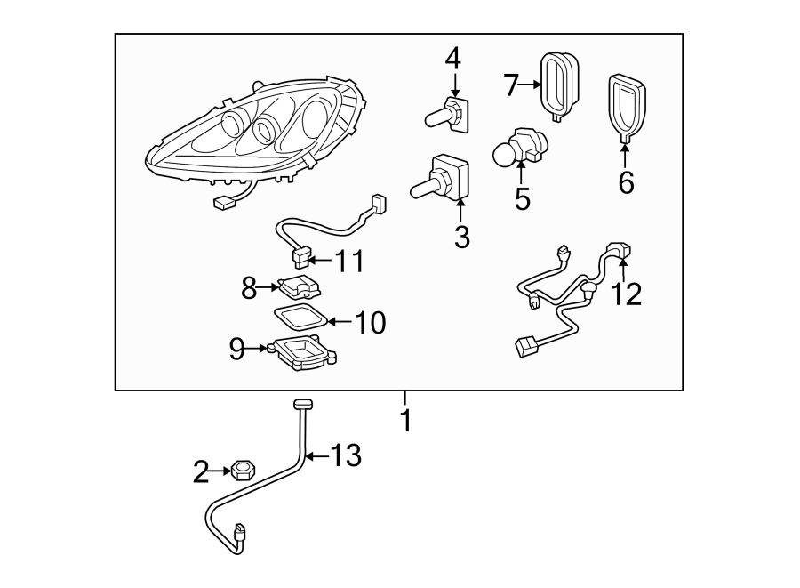 Diagram FRONT LAMPS. HEADLAMP COMPONENTS. for your 2012 Chevrolet Suburban 1500   