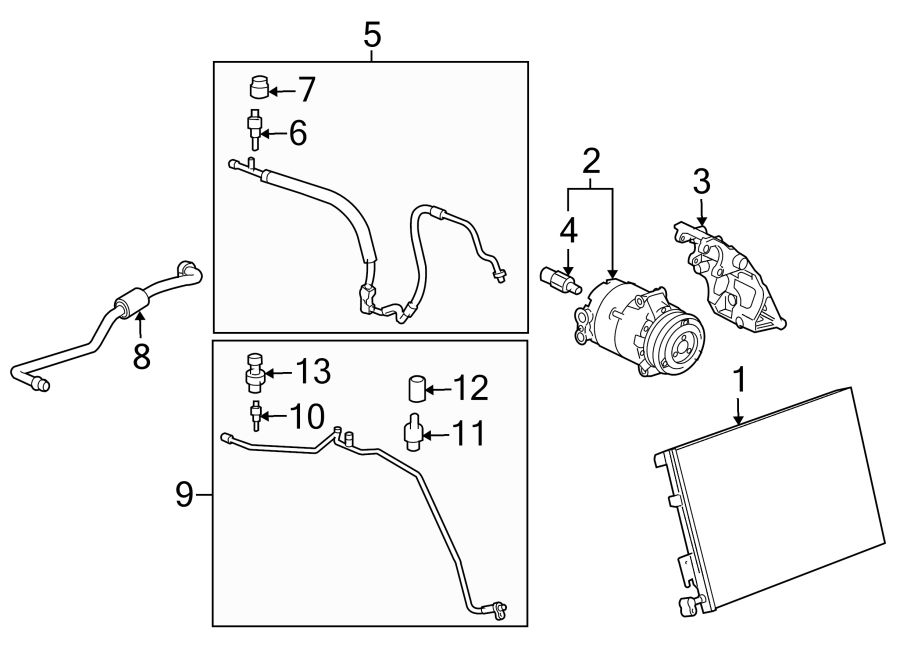 Diagram AIR CONDITIONER & HEATER. COMPRESSOR & LINES. CONDENSER. for your 2005 Chevrolet Silverado 1500 Z71 Off-Road Extended Cab Pickup Fleetside  