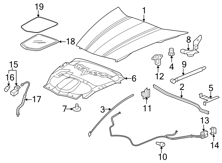 Diagram HOOD & COMPONENTS. for your 2007 GMC Sierra 1500 Classic SLE Standard Cab Pickup  