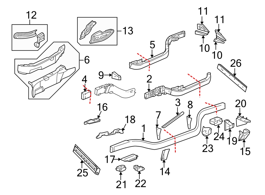 Diagram Quarter panel. Frame & components. for your 2016 GMC Sierra 2500 HD 6.0L Vortec V8 A/T 4WD SLE Standard Cab Pickup 