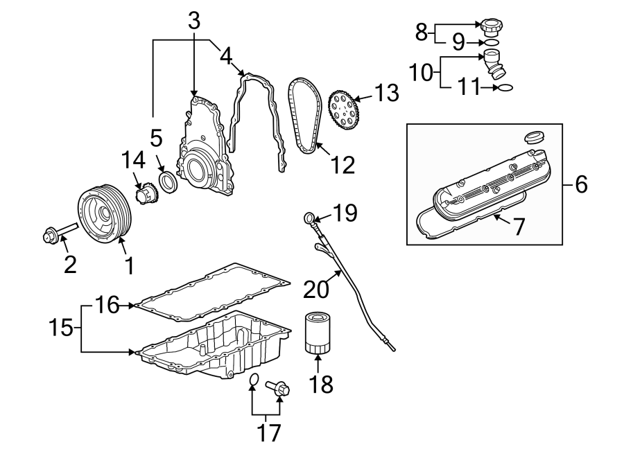 Diagram Engine parts. for your Chevrolet