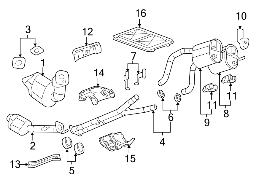 Diagram Exhaust system. Exhaust components. for your 1992 Chevrolet K3500  Scottsdale Extended Cab Pickup Fleetside 6.5L V8 DIESEL A/T 