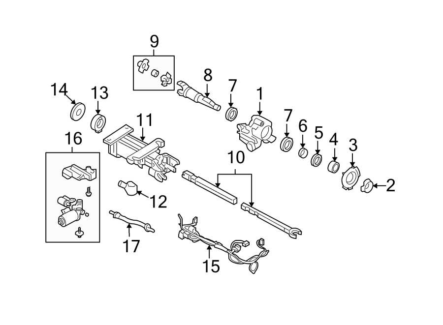 Diagram STEERING COLUMN. HOUSING & COMPONENTS. for your 2005 Chevrolet Corvette   