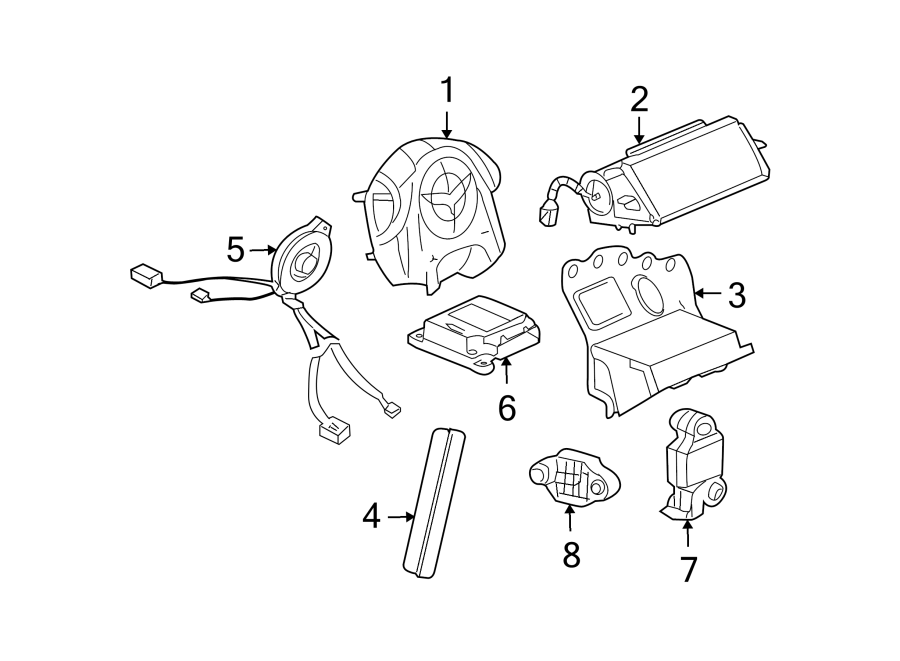 Diagram RESTRAINT SYSTEMS. AIR BAG COMPONENTS. for your 2020 Chevrolet Traverse    