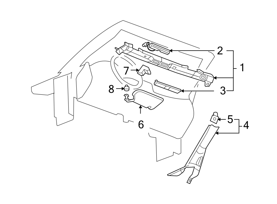 ROOF. INTERIOR TRIM. Diagram