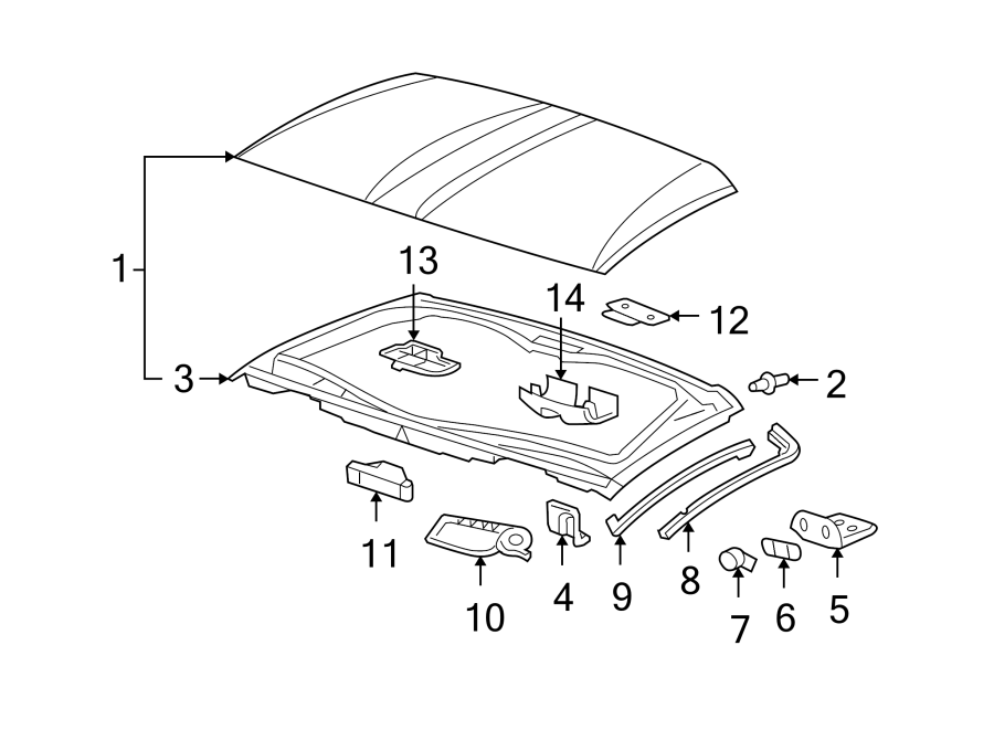 Diagram REMOVABLE TOP. TOP & COMPONENTS. for your 2007 Pontiac Solstice   