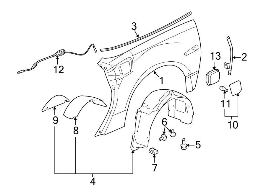 Diagram QUARTER PANEL & COMPONENTS. for your 2005 Chevrolet Express 1500   