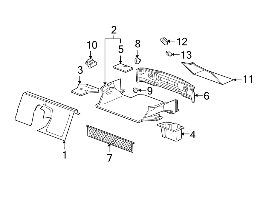 Diagram Rear body & floor. Interior trim. for your 2023 Buick Enclave    