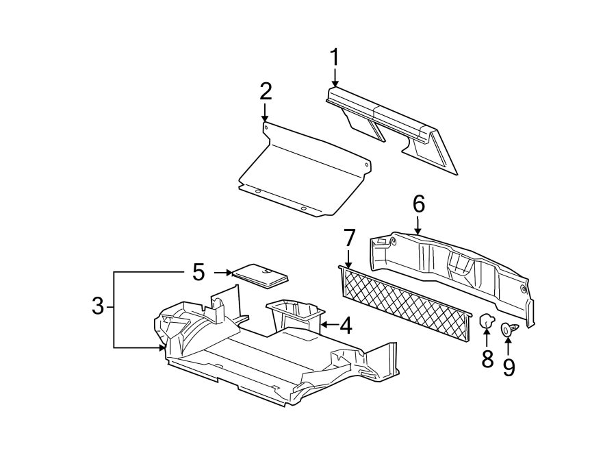 Diagram REAR BODY & FLOOR. INTERIOR TRIM. for your 2015 Buick Enclave    