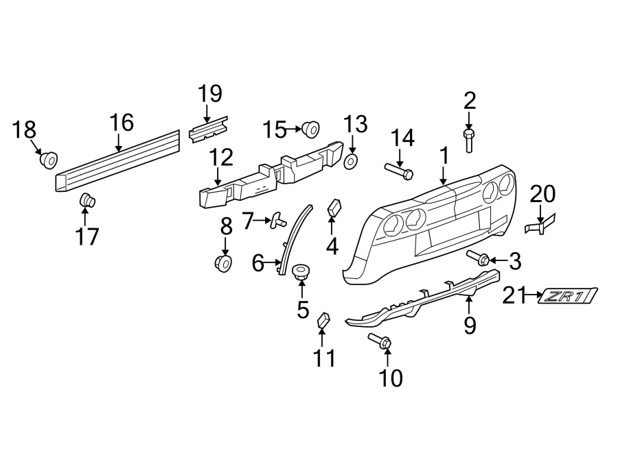 Diagram Rear bumper. Bumper & components. for your 2020 Chevrolet Spark 1.4L Ecotec CVT LT Hatchback 