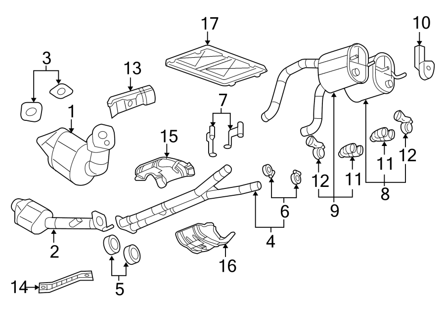 Diagram EXHAUST SYSTEM. EXHAUST COMPONENTS. for your 2018 Chevrolet Equinox 2.0L Ecotec A/T FWD LT Sport Utility 