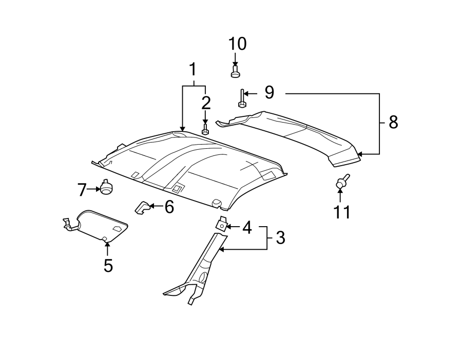 ROOF. INTERIOR TRIM. Diagram