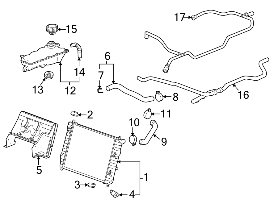 Diagram RADIATOR & COMPONENTS. for your 2023 Chevrolet Silverado 3500 HD LT Standard Cab Pickup Fleetside 6.6L Duramax V8 DIESEL A/T RWD 