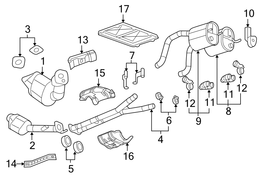 Diagram Exhaust system. Restraint systems. Exhaust components. for your 2023 Chevrolet Camaro  LT Coupe 