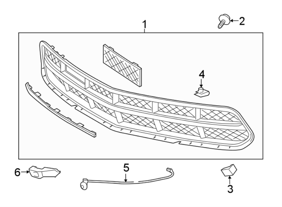 Diagram FRONT BUMPER & GRILLE. GRILLE & COMPONENTS. for your 2021 Chevrolet Trailblazer   