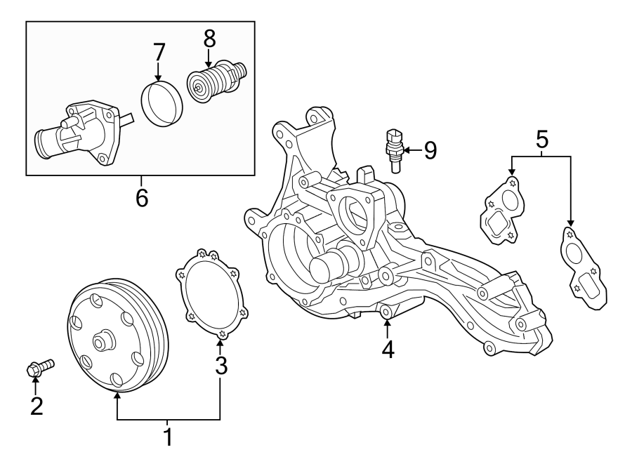 Diagram WATER PUMP. for your 2005 GMC Envoy XUV   