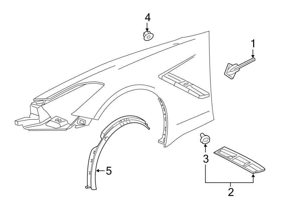 Diagram FENDER. EXTERIOR TRIM. for your 1987 Chevrolet Celebrity Base Sedan 2.8L Chevrolet V6 M/T 