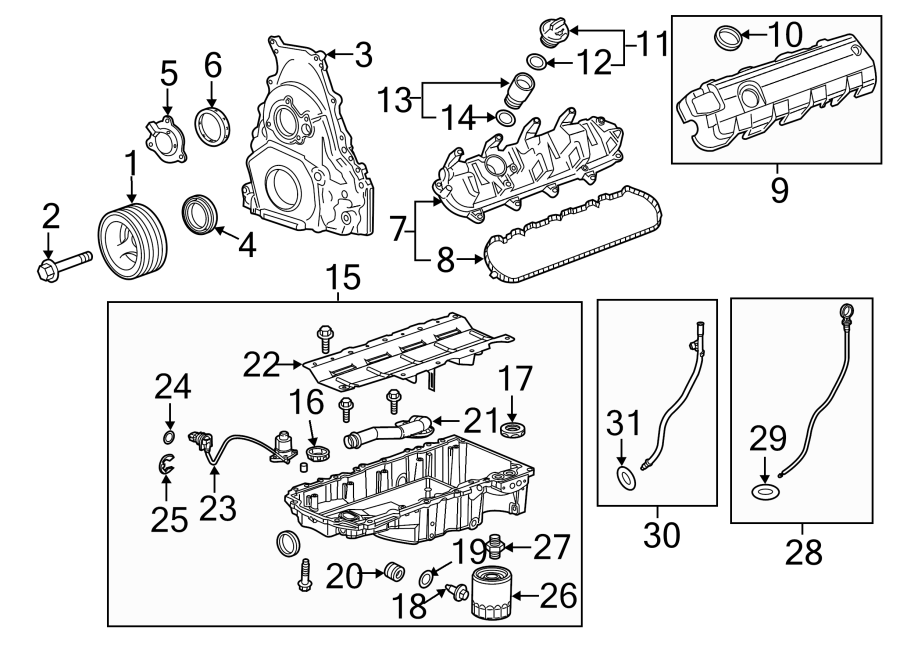 Diagram ENGINE PARTS. for your 2009 Chevrolet Malibu   