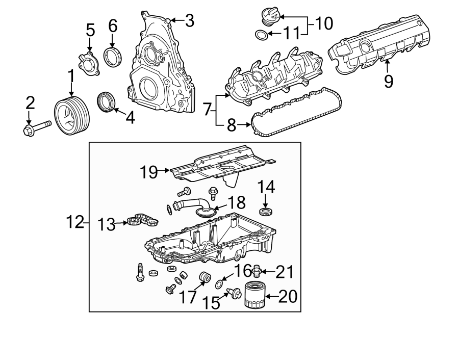 Diagram ENGINE PARTS. for your GMC Sierra 3500 HD  