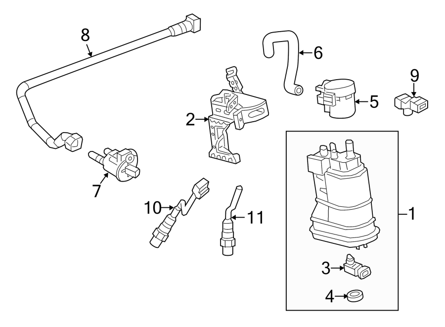 Diagram EMISSION SYSTEM. EMISSION COMPONENTS. for your 2018 Chevrolet Colorado Z71 Crew Cab Pickup Fleetside 3.6L V6 A/T RWD 