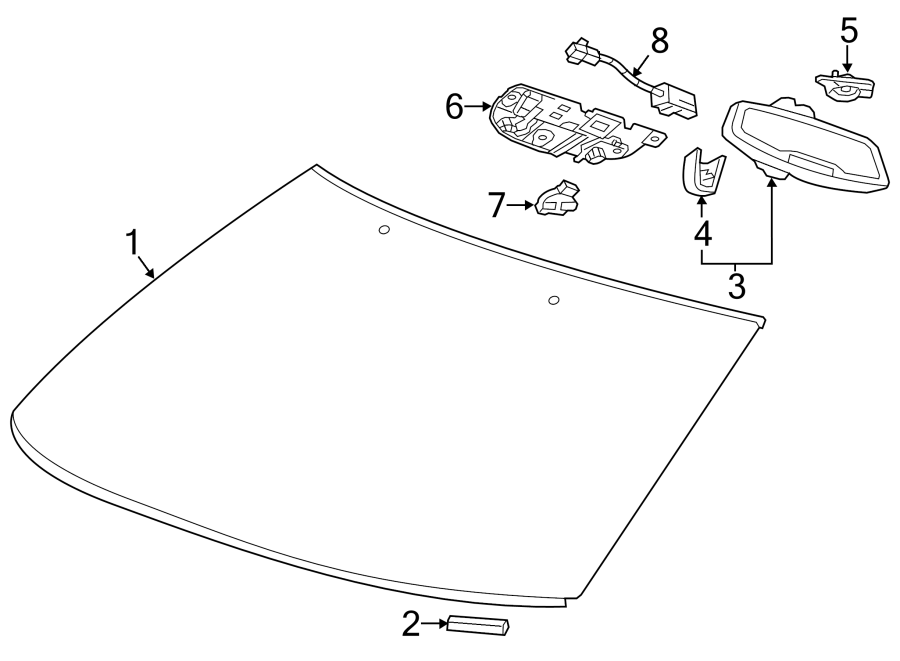 Diagram WINDSHIELD. GLASS. for your 2021 Chevrolet Camaro ZL1 Coupe 6.2L V8 M/T 