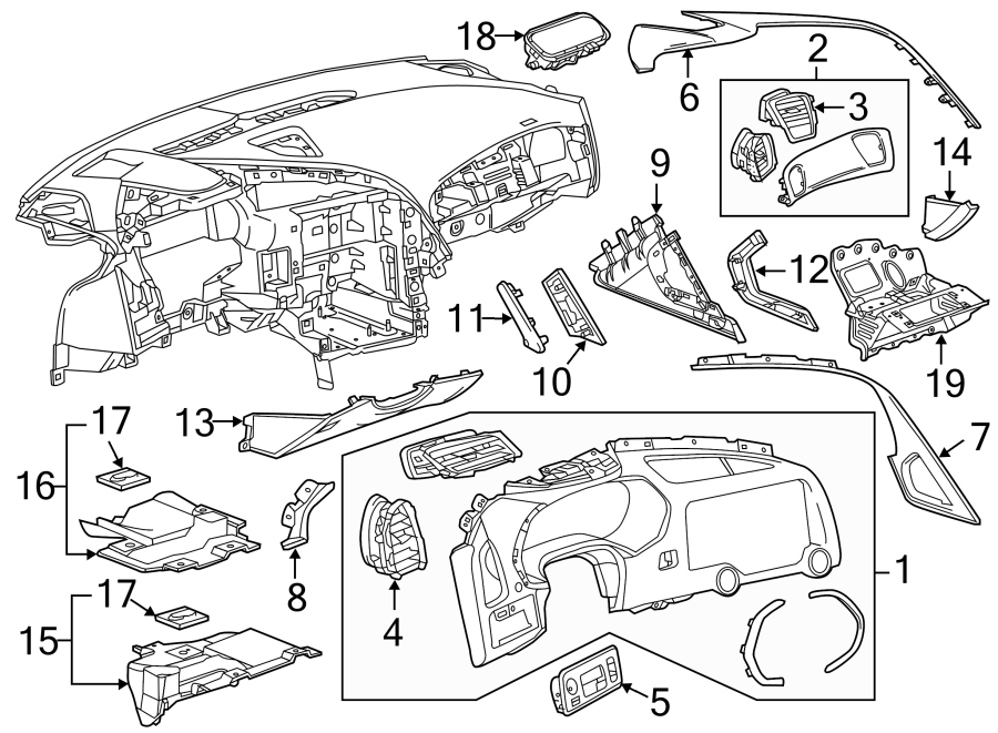 Diagram INSTRUMENT PANEL COMPONENTS. for your 2002 Buick Century   