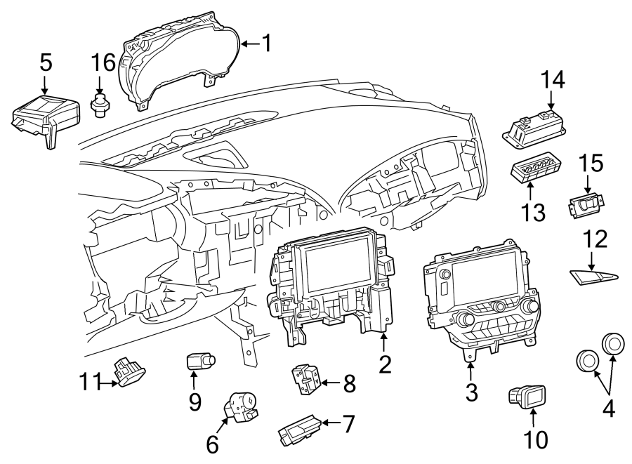 Diagram INSTRUMENT PANEL. CLUSTER & SWITCHES. for your 2017 Chevrolet Camaro LT Coupe 2.0L Ecotec A/T 