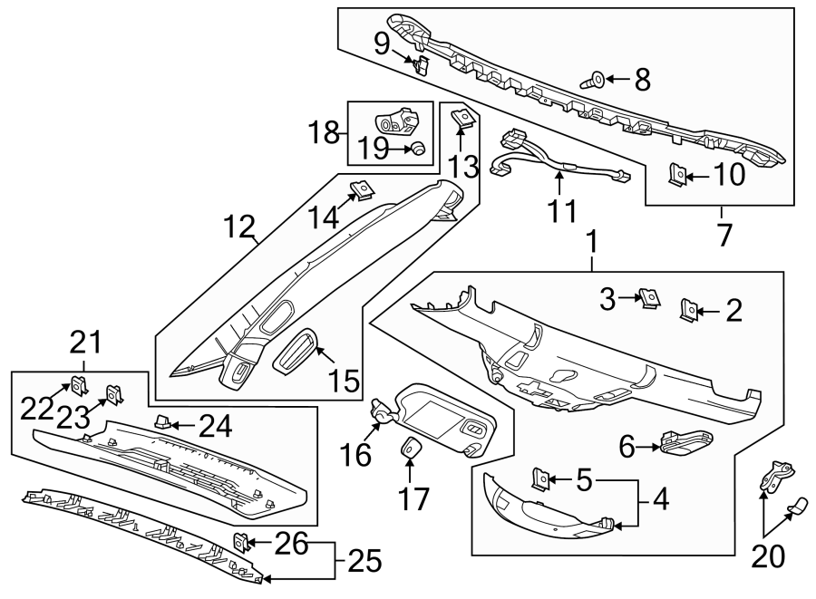 16Roof. Interior trim.https://images.simplepart.com/images/parts/motor/fullsize/CF14390.png