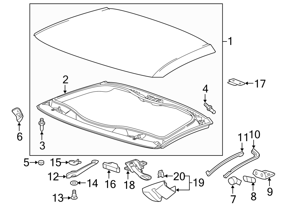 Diagram REMOVABLE TOP. TOP & COMPONENTS. for your 2007 Pontiac Solstice   