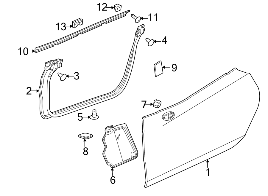 Diagram DOOR & COMPONENTS. for your 2005 Chevrolet Venture    