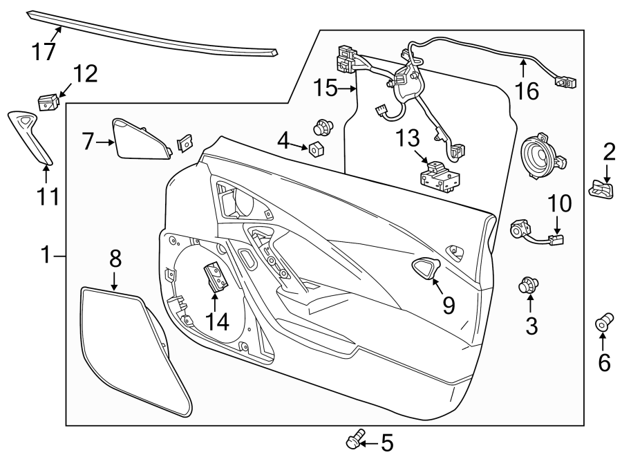 Diagram DOOR. INTERIOR TRIM. for your 2002 GMC Sierra 3500 6.0L Vortec V8 M/T RWD Base Extended Cab Pickup Fleetside 