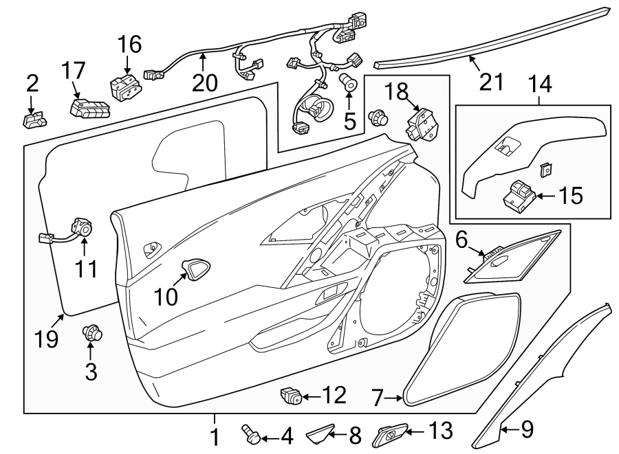 Diagram DOOR. INTERIOR TRIM. for your 2014 Chevrolet Spark   