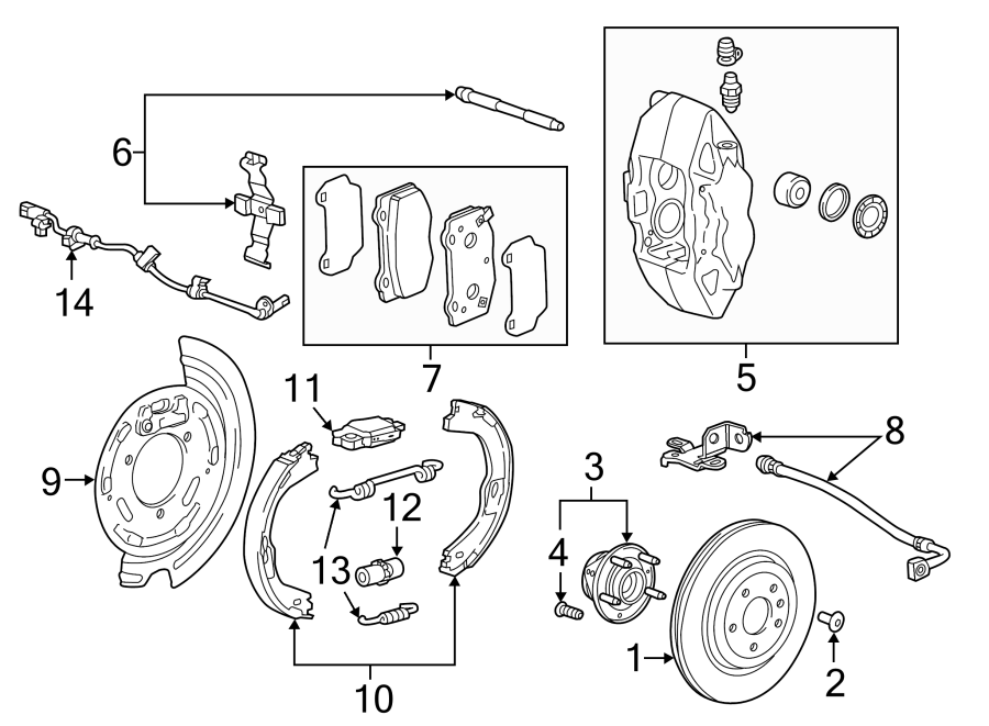 REAR SUSPENSION. BRAKE COMPONENTS. Diagram