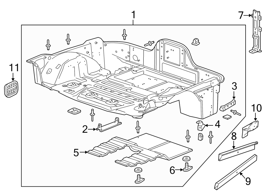 10Rear body & floor. Seats & tracks. Floor & rails.https://images.simplepart.com/images/parts/motor/fullsize/CF14585.png