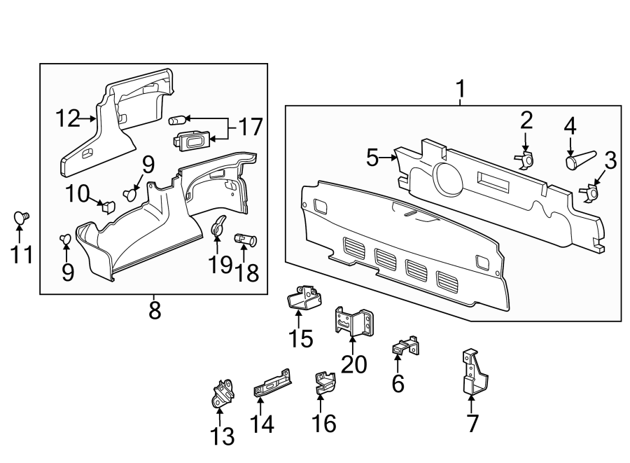 Diagram REAR BODY & FLOOR. INTERIOR TRIM. for your Chevrolet