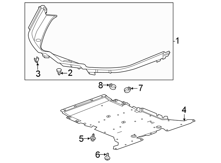 Diagram Radiator support. Splash shields. for your Chevrolet