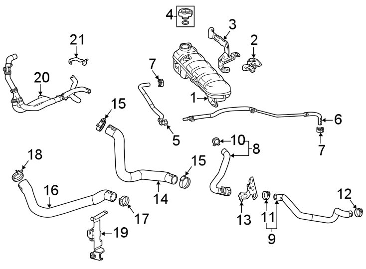 Diagram Radiator hoses. for your 2024 Chevrolet Suburban    