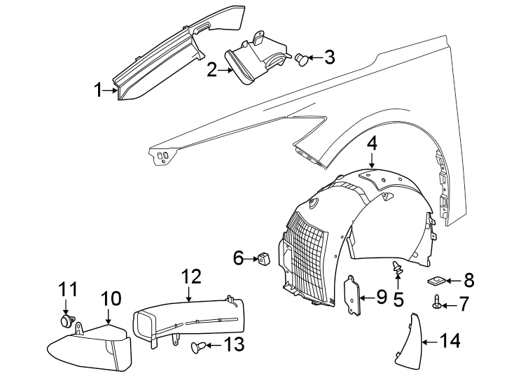 Diagram Fender & components. for your 2021 Chevrolet Trailblazer   