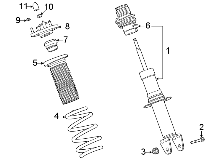 Diagram Front suspension. Shocks & components. for your 2015 GMC Sierra 2500 HD 6.6L Duramax V8 DIESEL A/T 4WD SLE Extended Cab Pickup Fleetside 