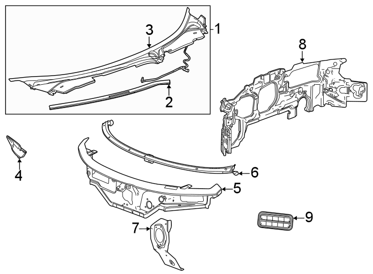 Diagram Cowl. for your 2016 Chevrolet Camaro   