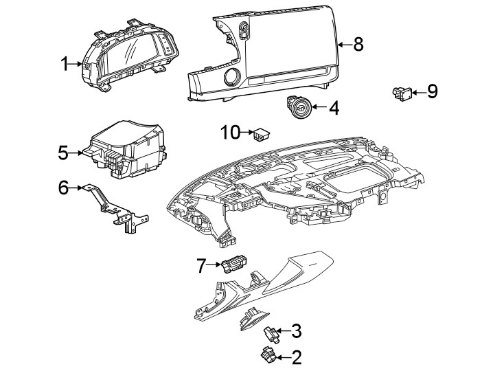 Diagram Instrument panel. Cluster & switches. for your 2017 Chevrolet Camaro LT Coupe 2.0L Ecotec A/T 